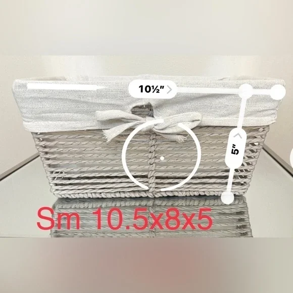 Basket set of 3 with liners for pantry, office, bathroom, organizing needs NWT - Picture 4 of 10